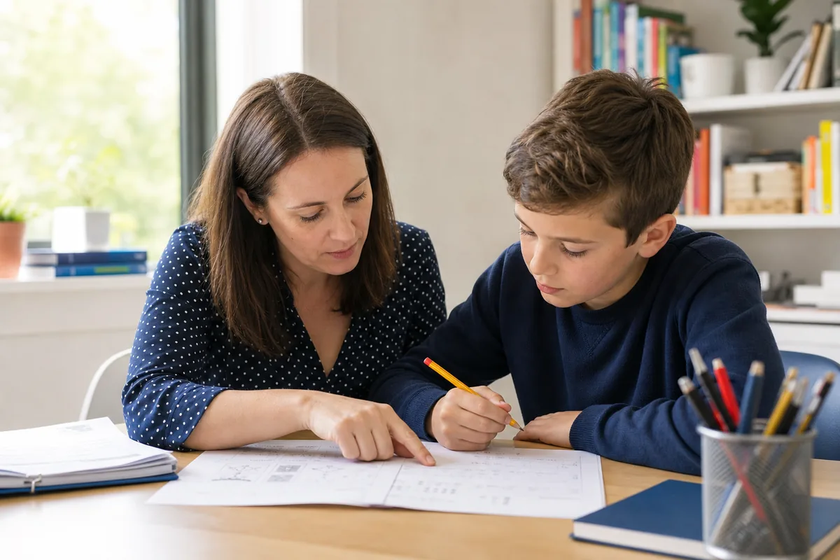 A Year 5 pupil completing 11 Plus practice with a tutor